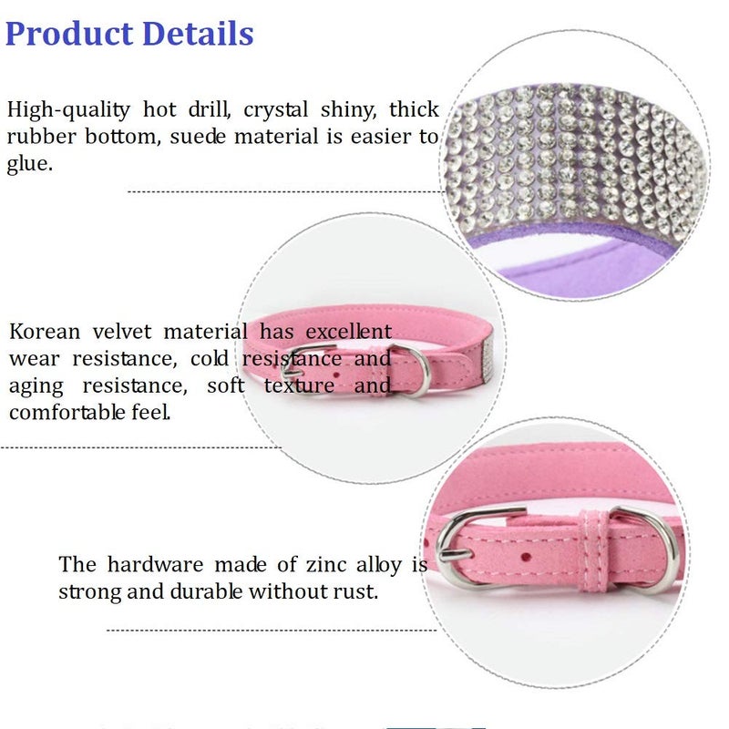 ETOPARS Microfiber Pet Dog Collar Leashes Set, Reflective Dog Collar, Double-Layer Soft Leather Pet Leash, Cat Dog Collar Leash Set, Pet Collar Leash for Small & Medium Dogs - Image 4